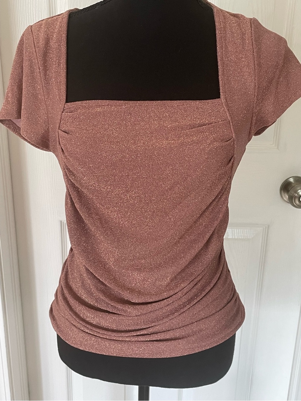 Willow and Root Sparkle Square-Neck Women’s Top in Dusty Rose